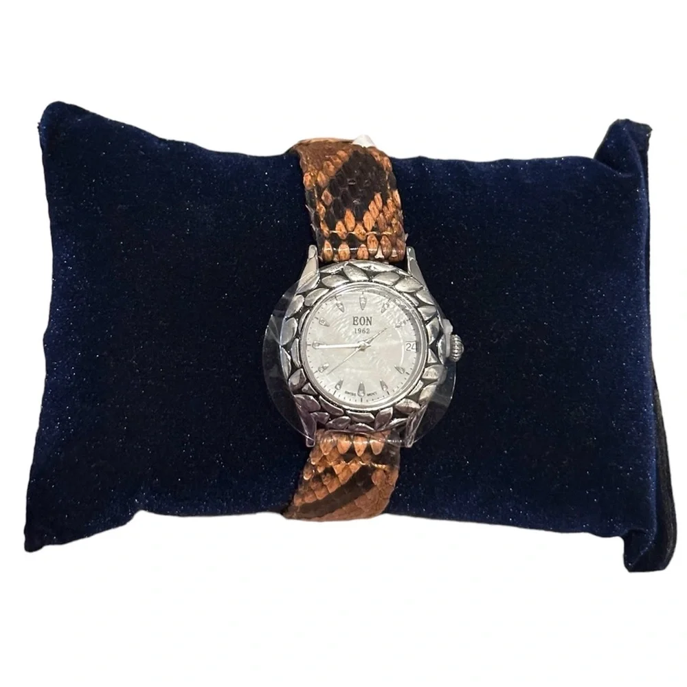 BALI LEGACY EON 1962 Swiss Movement Snake Print Band in Sterling Silver NEW